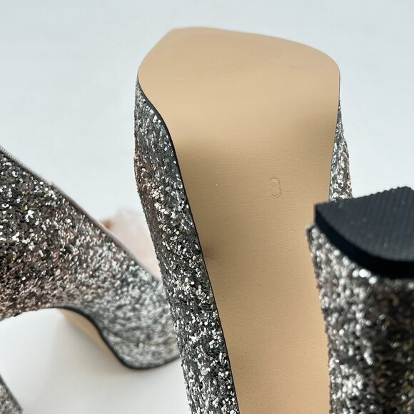 YDN Silver Champagne Glitter Platform Pointed Toe Pumps Special High Heel Shoe - Picture 6 of 8